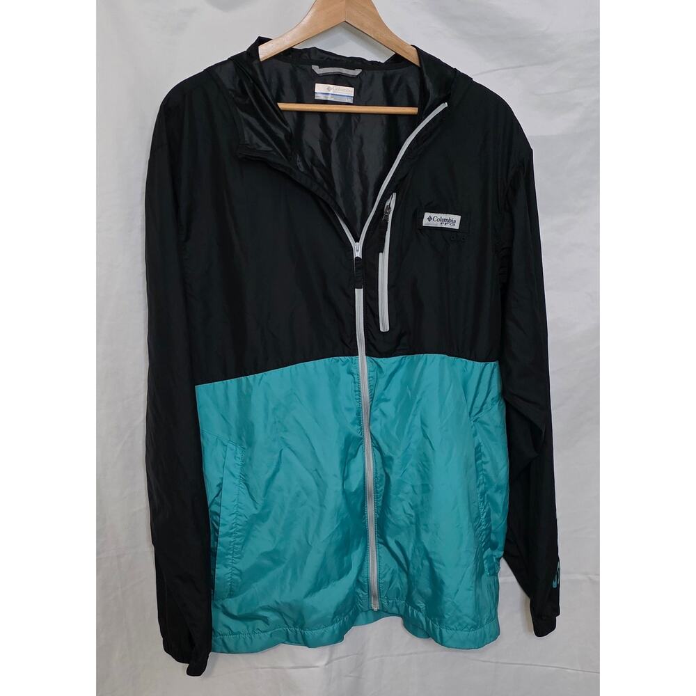 Columbia PFG Men's Teal Black Windbreaker Size Large